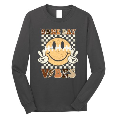 Football Game Day Vibes Funny Face American Sport Gift Long Sleeve Shirt