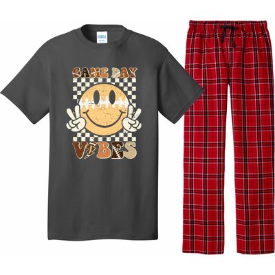 Football Game Day Vibes Funny Face American Sport Gift Pajama Set