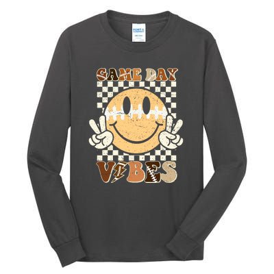 Football Game Day Vibes Funny Face American Sport Gift Tall Long Sleeve T-Shirt