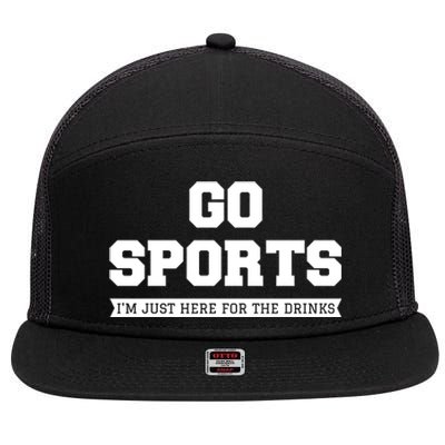 Funny Game Day Event Go Sports I'm Just Here For The S Gift 7 Panel Mesh Trucker Snapback Hat