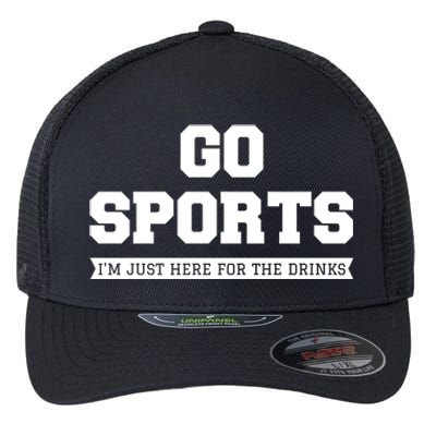 Funny Game Day Event Go Sports I'm Just Here For The S Gift Flexfit Unipanel Trucker Cap