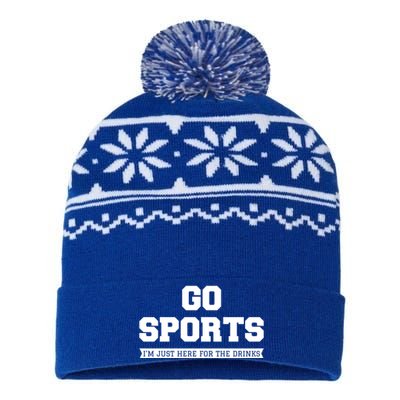 Funny Game Day Event Go Sports I'm Just Here For The S Gift USA-Made Snowflake Beanie