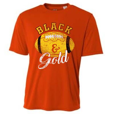 Football Game Day Black And Gold Costume For Football Lover Cooling Performance Crew T-Shirt