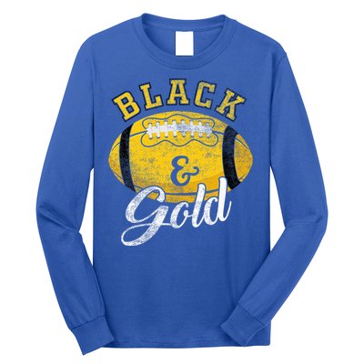 Football Game Day Black And Gold Costume For Football Lover Long Sleeve Shirt