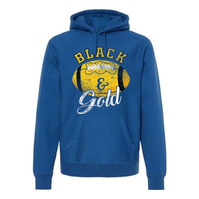 Football Game Day Black And Gold Costume For Football Lover Premium Hoodie