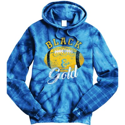 Football Game Day Black And Gold Costume For Football Lover Tie Dye Hoodie