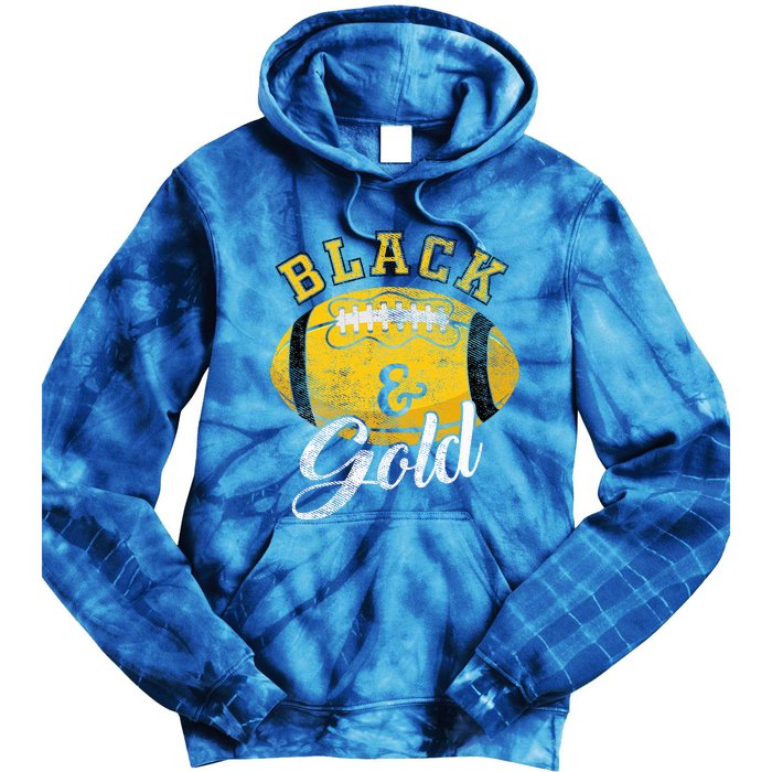 Football Game Day Black And Gold Costume For Football Lover Tie Dye Hoodie