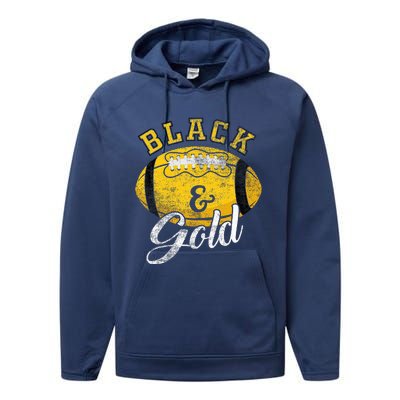 Football Game Day Black And Gold Costume For Football Lover Performance Fleece Hoodie