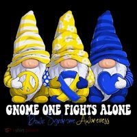 Funny Gnomies Down Syndrome Awareness Month Blue And Yellow Tall T-Shirt