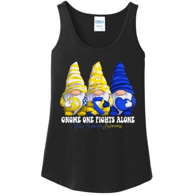 Funny Gnomies Down Syndrome Awareness Month Blue And Yellow Ladies Essential Tank