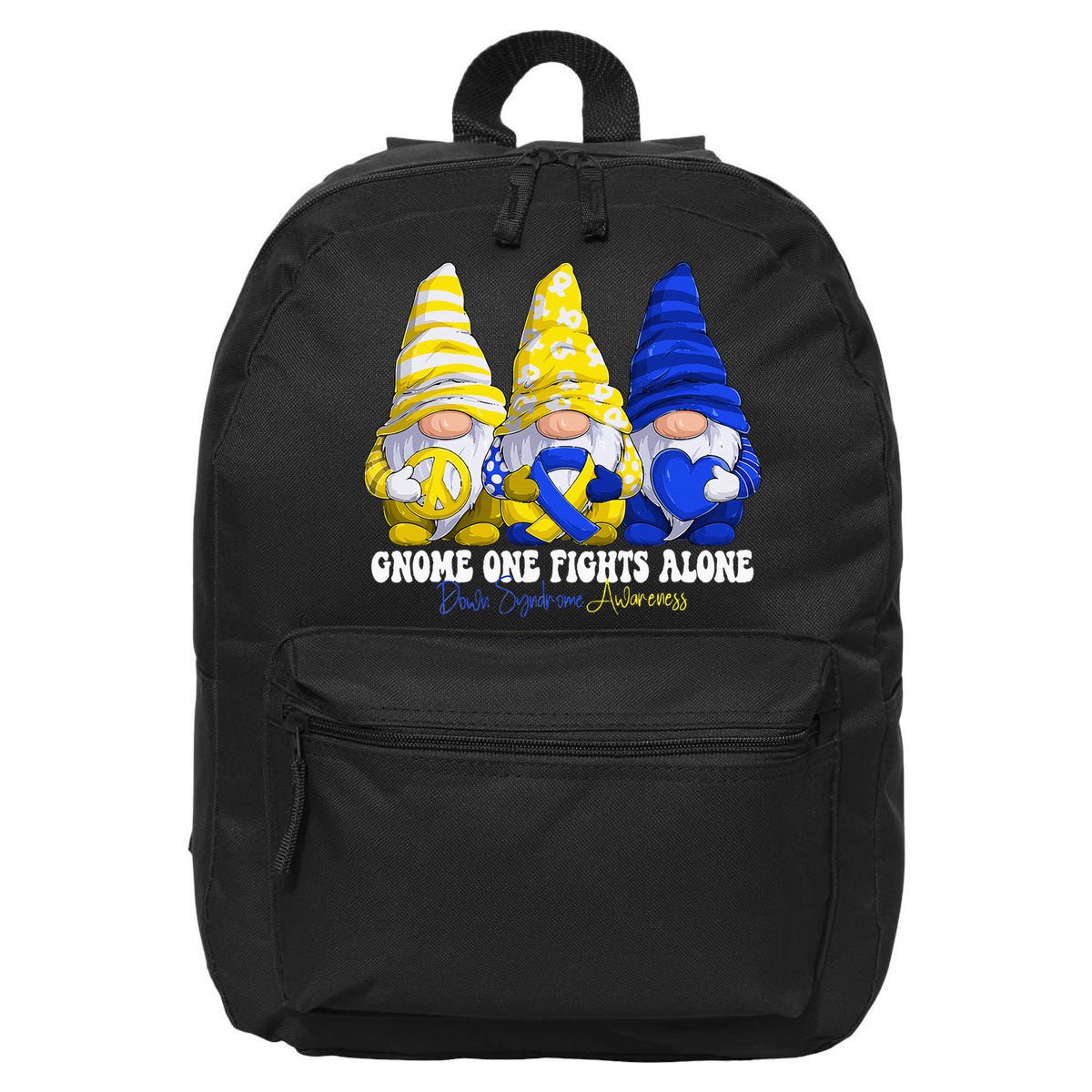Funny Gnomies Down Syndrome Awareness Month Blue And Yellow 16 in Basic Backpack