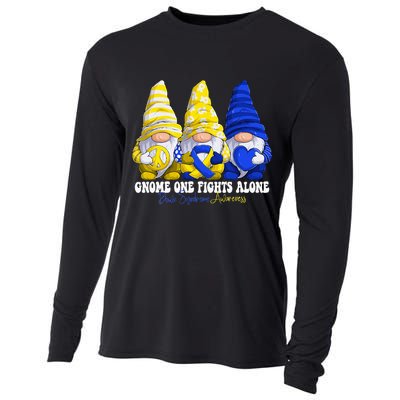 Funny Gnomies Down Syndrome Awareness Month Blue And Yellow Cooling Performance Long Sleeve Crew