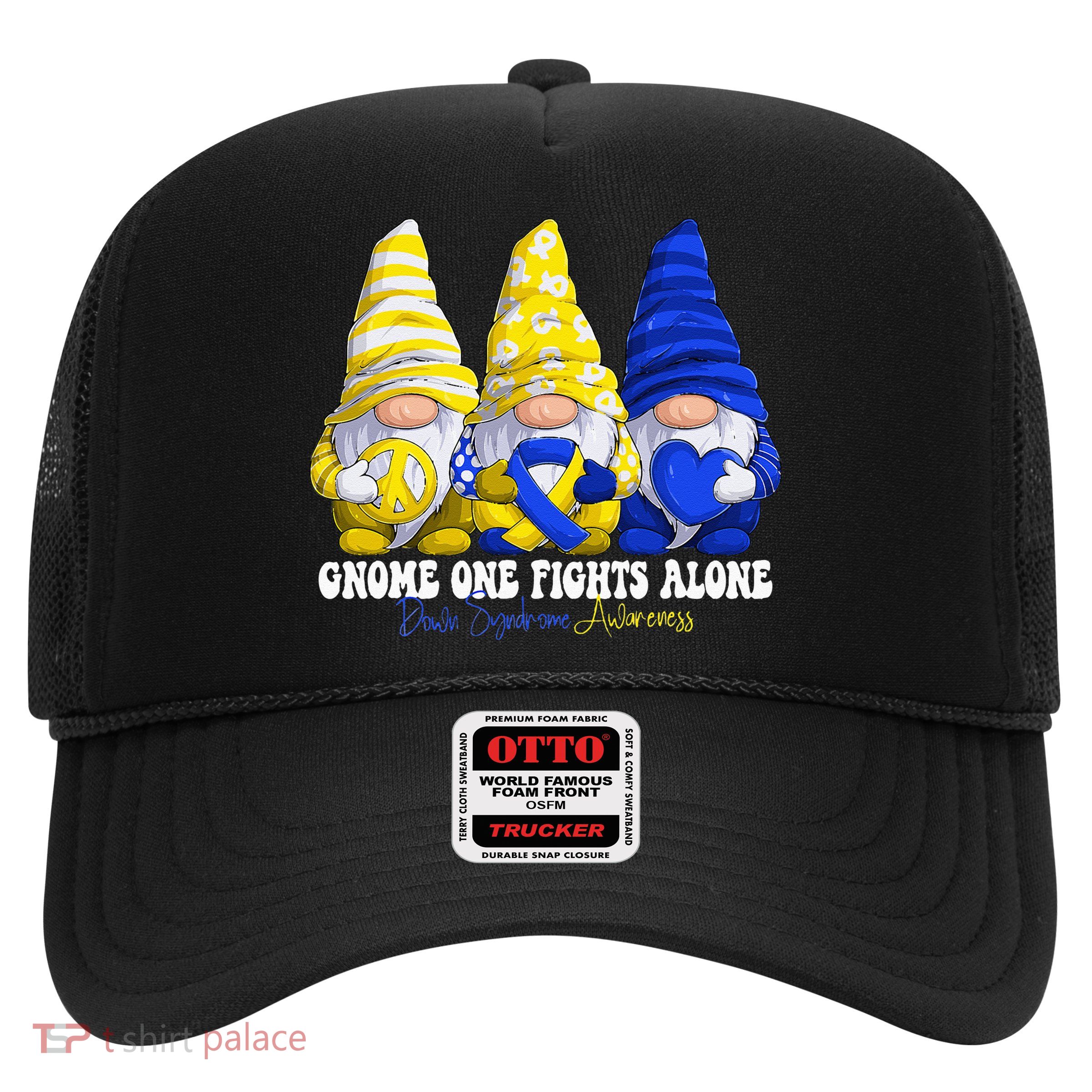 Funny Gnomies Down Syndrome Awareness Month Blue And Yellow Trucker Hat