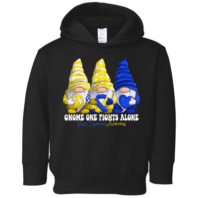 Funny Gnomies Down Syndrome Awareness Month Blue And Yellow Toddler Hoodie