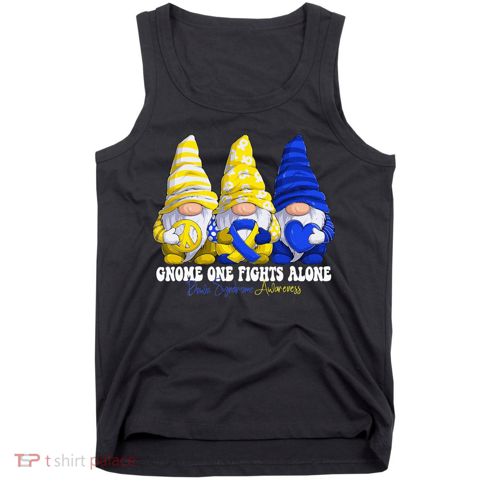 Funny Gnomies Down Syndrome Awareness Month Blue And Yellow Tank Top
