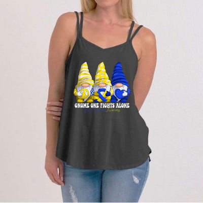 Funny Gnomies Down Syndrome Awareness Month Blue And Yellow Women's Strappy Tank