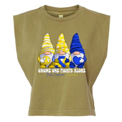 Funny Gnomies Down Syndrome Awareness Month Blue And Yellow Garment-Dyed Women's Muscle Tee