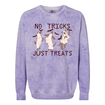 Funny Ghost Dog Halloween No Tricks Just Treats Gift Colorblast Crewneck Sweatshirt