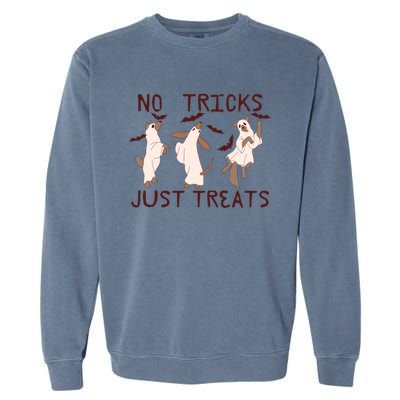 Funny Ghost Dog Halloween No Tricks Just Treats Gift Garment-Dyed Sweatshirt