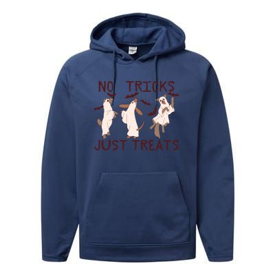 Funny Ghost Dog Halloween No Tricks Just Treats Gift Performance Fleece Hoodie