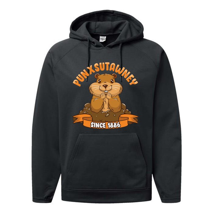 Funny Groundhog Day Phil Cute Ground Hog Punxsutawney Performance Fleece Hoodie