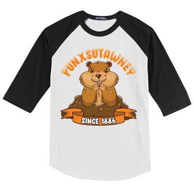 Funny Groundhog Day Phil Cute Ground Hog Punxsutawney Kids Colorblock Raglan Jersey