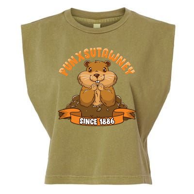Funny Groundhog Day Phil Cute Ground Hog Punxsutawney Garment-Dyed Women's Muscle Tee