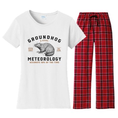 Funny Groundhog Day Shirts Groundhog Meteorology Women's Flannel Pajama Set