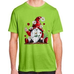 Floral Gnome Daisy Ladybugs Hippie Gnome Love Gift Adult ChromaSoft Performance T-Shirt