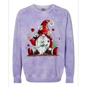 Floral Gnome Daisy Ladybugs Hippie Gnome Love Gift Colorblast Crewneck Sweatshirt