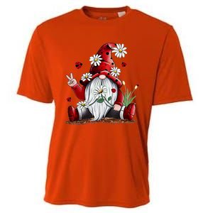 Floral Gnome Daisy Ladybugs Hippie Gnome Love Gift Cooling Performance Crew T-Shirt