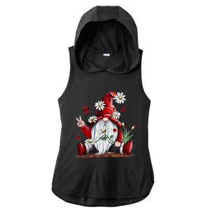 Floral Gnome Daisy Ladybugs Hippie Gnome Love Gift Ladies PosiCharge Tri-Blend Wicking Draft Hoodie Tank