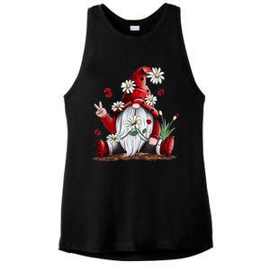 Floral Gnome Daisy Ladybugs Hippie Gnome Love Gift Ladies PosiCharge Tri-Blend Wicking Tank