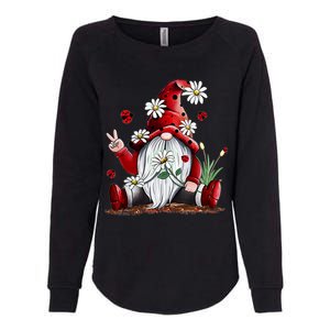 Floral Gnome Daisy Ladybugs Hippie Gnome Love Gift Womens California Wash Sweatshirt