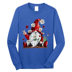 Floral Gnome Daisy Ladybugs Hippie Gnome Love Gift Long Sleeve Shirt