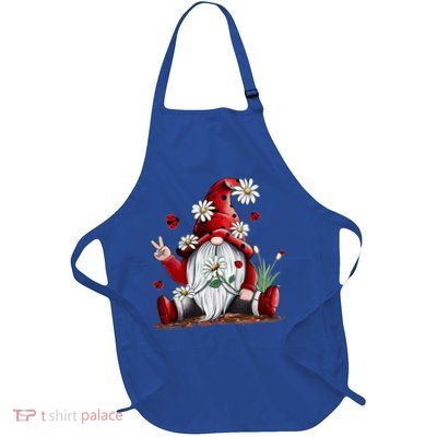 Floral Gnome Daisy Ladybugs Hippie Gnome Love Gift Full-Length Apron With Pockets