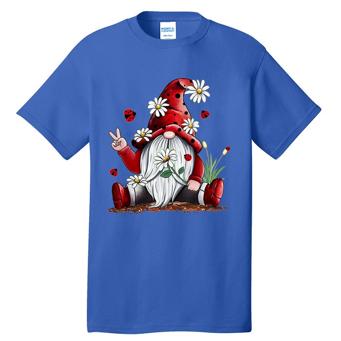 Floral Gnome Daisy Ladybugs Hippie Gnome Love Gift Tall T-Shirt