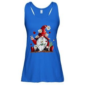 Floral Gnome Daisy Ladybugs Hippie Gnome Love Gift Ladies Essential Flowy Tank