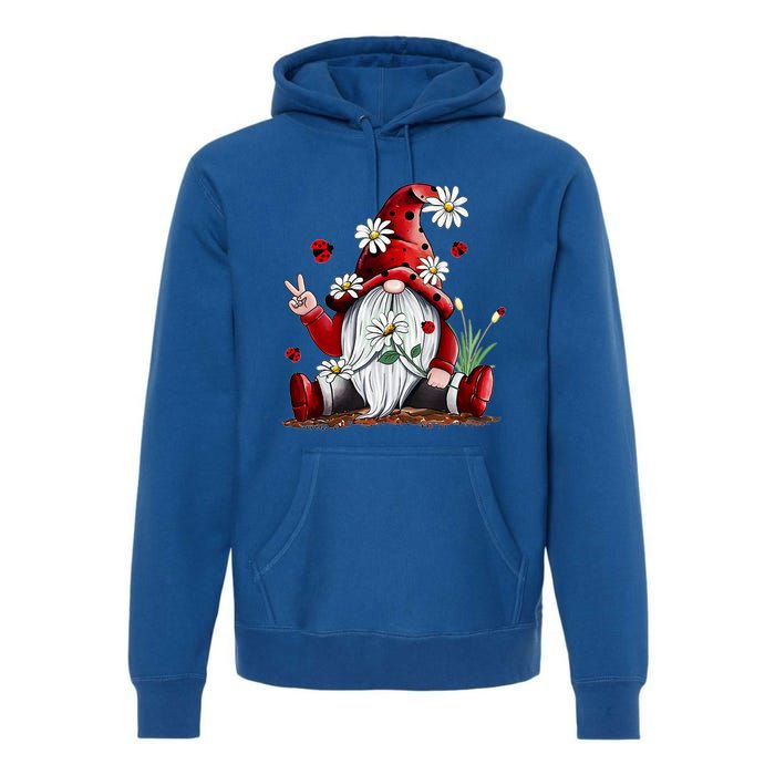 Floral Gnome Daisy Ladybugs Hippie Gnome Love Gift Premium Hoodie