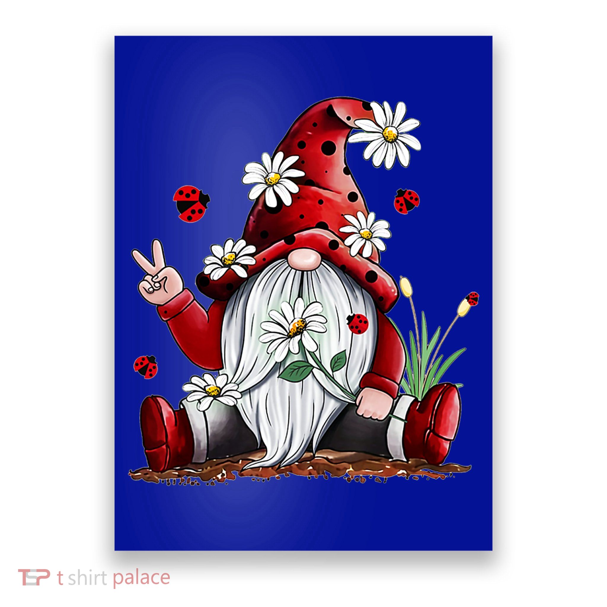 Floral Gnome Daisy Ladybugs Hippie Gnome Love Gift Poster