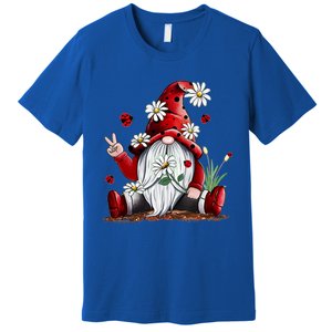 Floral Gnome Daisy Ladybugs Hippie Gnome Love Gift Premium T-Shirt