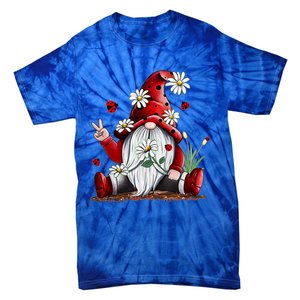 Floral Gnome Daisy Ladybugs Hippie Gnome Love Gift Tie-Dye T-Shirt