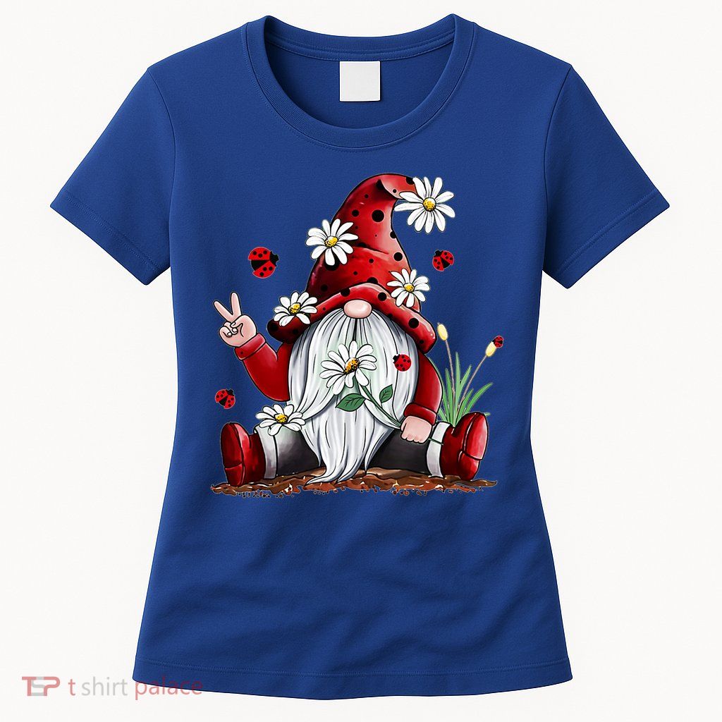 Floral Gnome Daisy Ladybugs Hippie Gnome Love Gift Women's T-Shirt