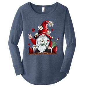 Floral Gnome Daisy Ladybugs Hippie Gnome Love Gift Women's Perfect Tri Tunic Long Sleeve Shirt