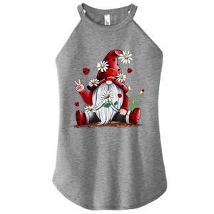 Floral Gnome Daisy Ladybugs Hippie Gnome Love Gift Women's Perfect Tri Rocker Tank