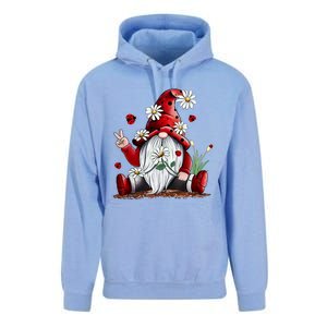 Floral Gnome Daisy Ladybugs Hippie Gnome Love Gift Unisex Surf Hoodie