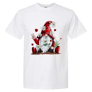 Floral Gnome Daisy Ladybugs Hippie Gnome Love Gift Garment-Dyed Heavyweight T-Shirt