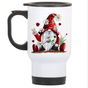 Floral Gnome Daisy Ladybugs Hippie Gnome Love Gift Stainless Steel Travel Mug