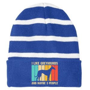 Funny Greyhound Design Women Italian Greyhound Dog Lover Striped Beanie with Solid Band