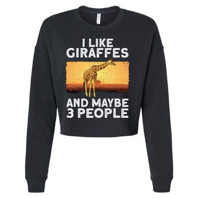 Funny Giraffe Design For Women Giraffe Zoo Animal Lovers Cropped Pullover Crew